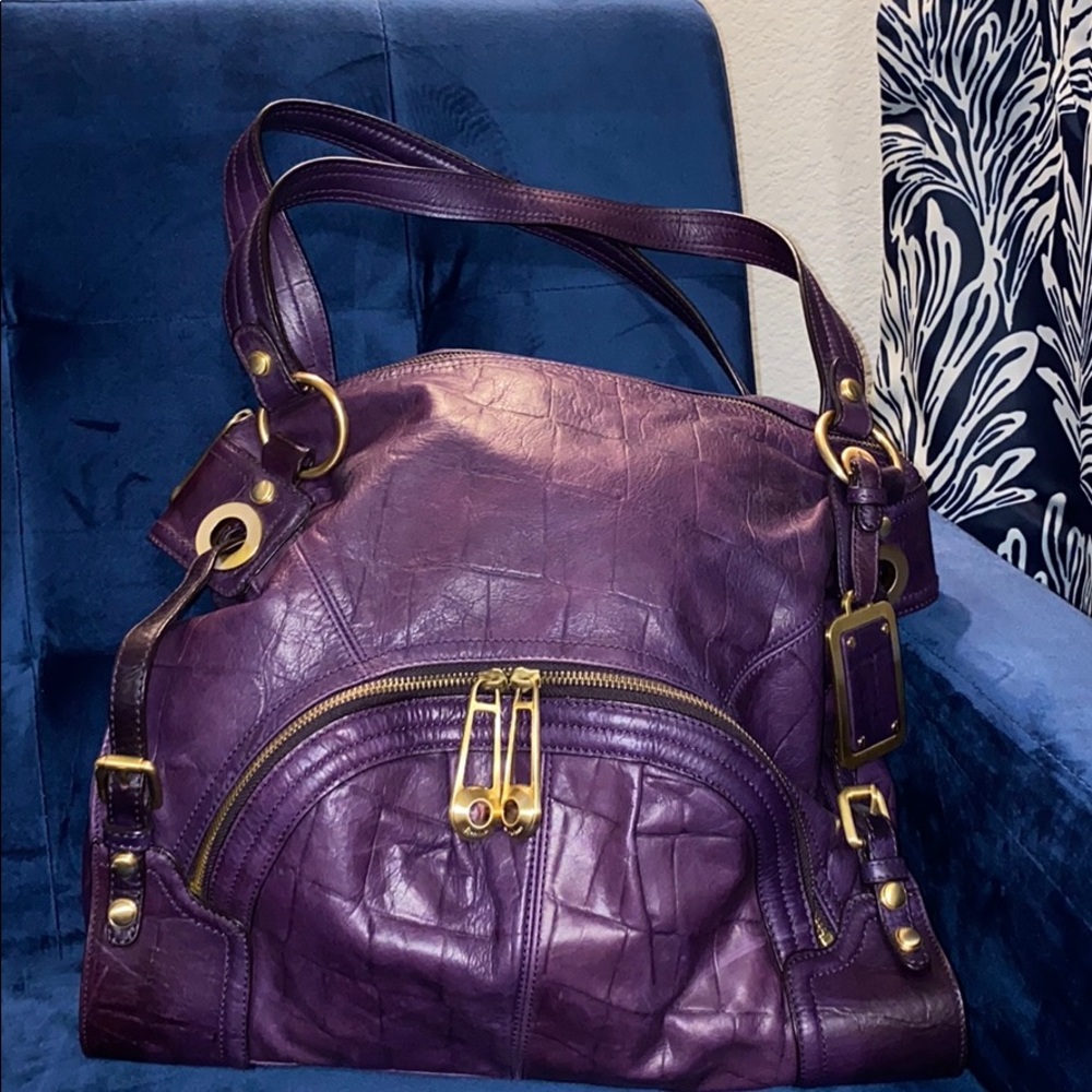 B. Makowsky Purple Leather Bag